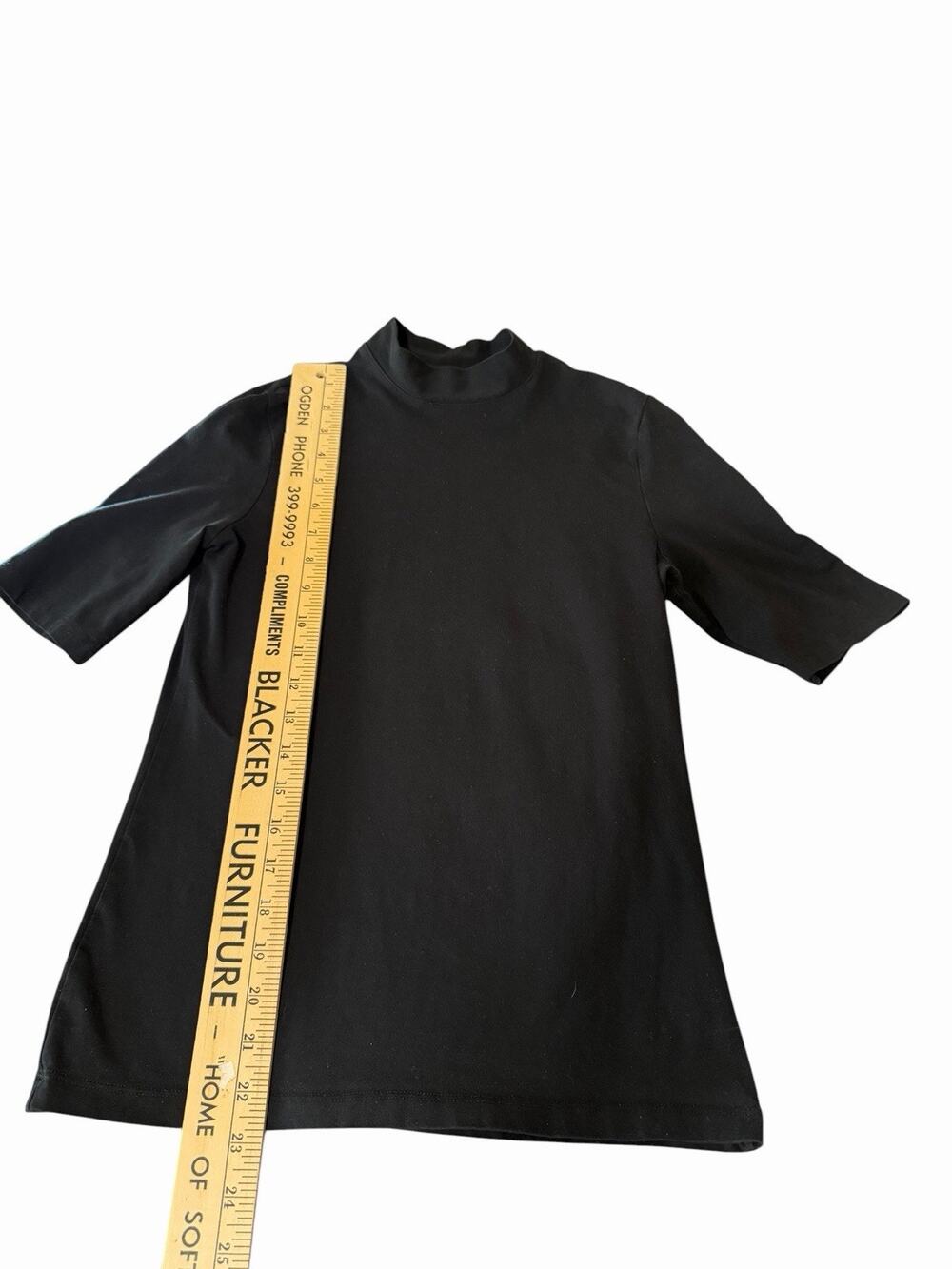 Lord & Taylor XS Black Mock Turtleneck Half Sleeve Shirt Layering Tee